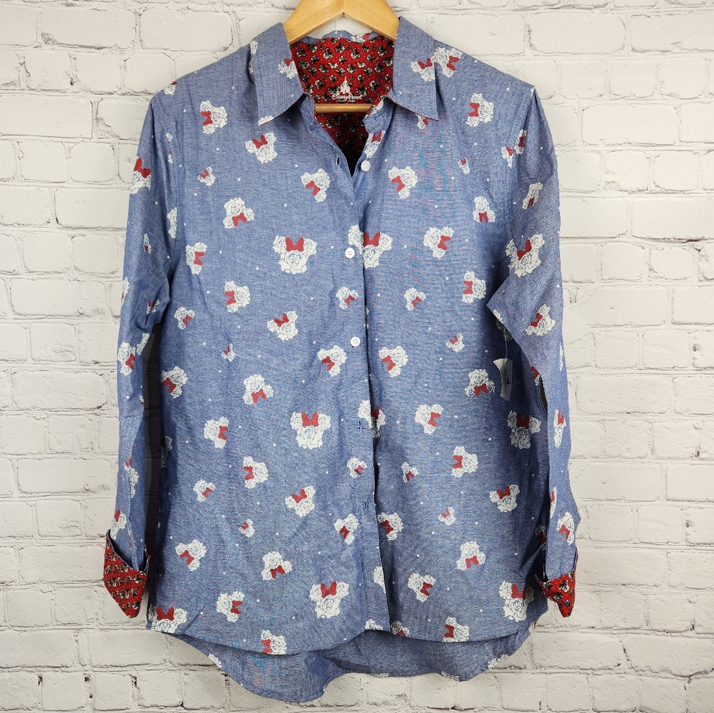 Disney Parks Minnie Mouse Button Up Shirt NWT